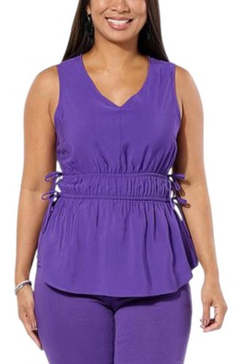 DG2 by Diane Women's Royal Washed Twill Waist Slvls Top Royal Purple