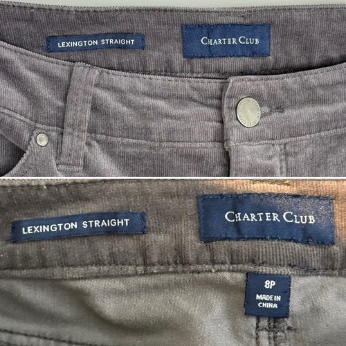 CHARTER CLUB Women's Lexington Straight Leg Corduroy Pants Size 8P Shadow Grey - Picture 9 of 19