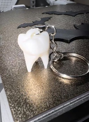 Tooth Keychain | Dental Office Decor, Dentist Gift, Gothic Accessory, 3D Printed