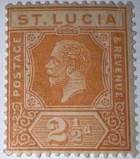 Travelstamps: 1921 St. Lucia Stamps Scott #82, Mint, Original Gum, Hinged MOGH