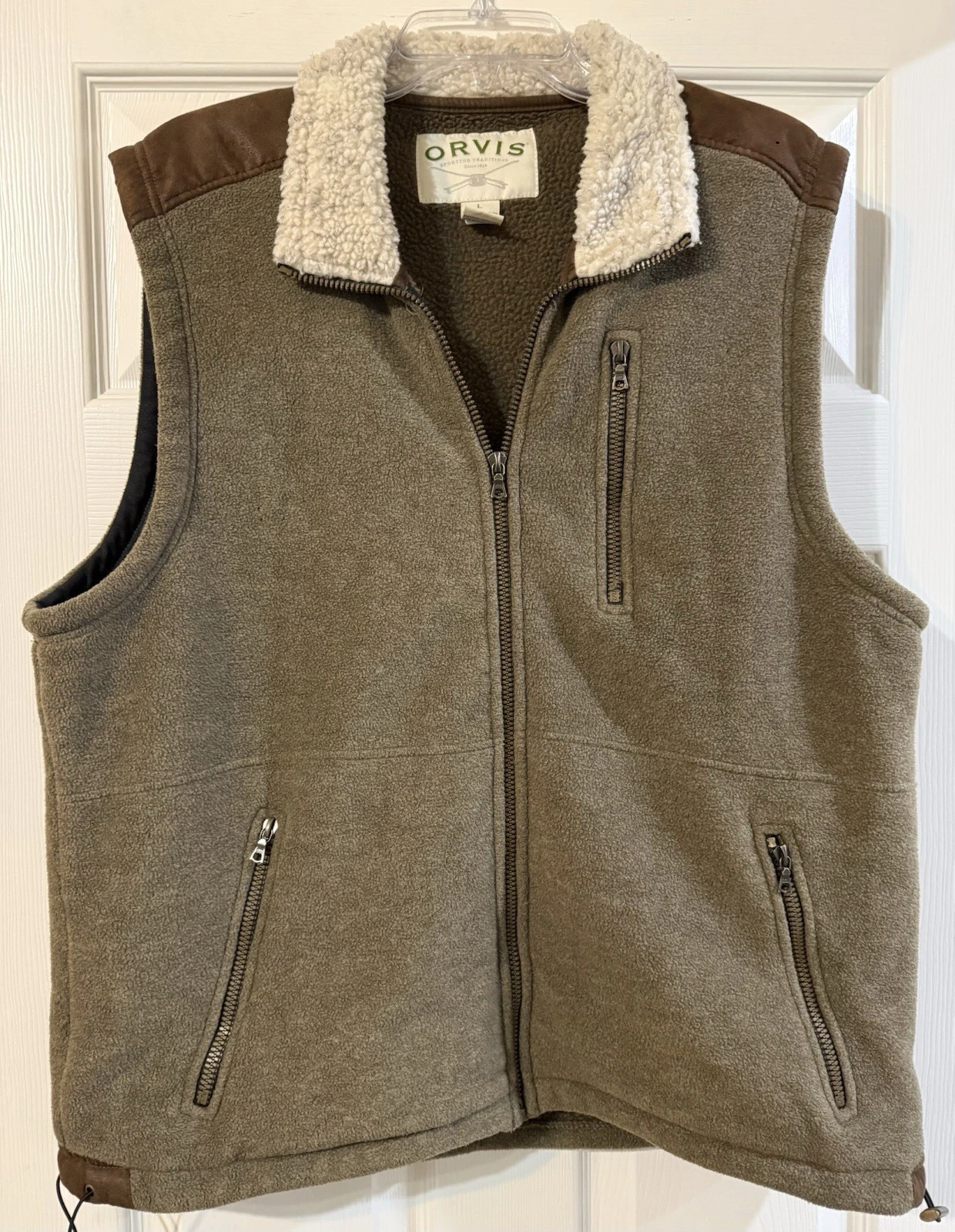 Orvis Full Zip Fleece Sherpa Collar Vest Men’s Large Trendy