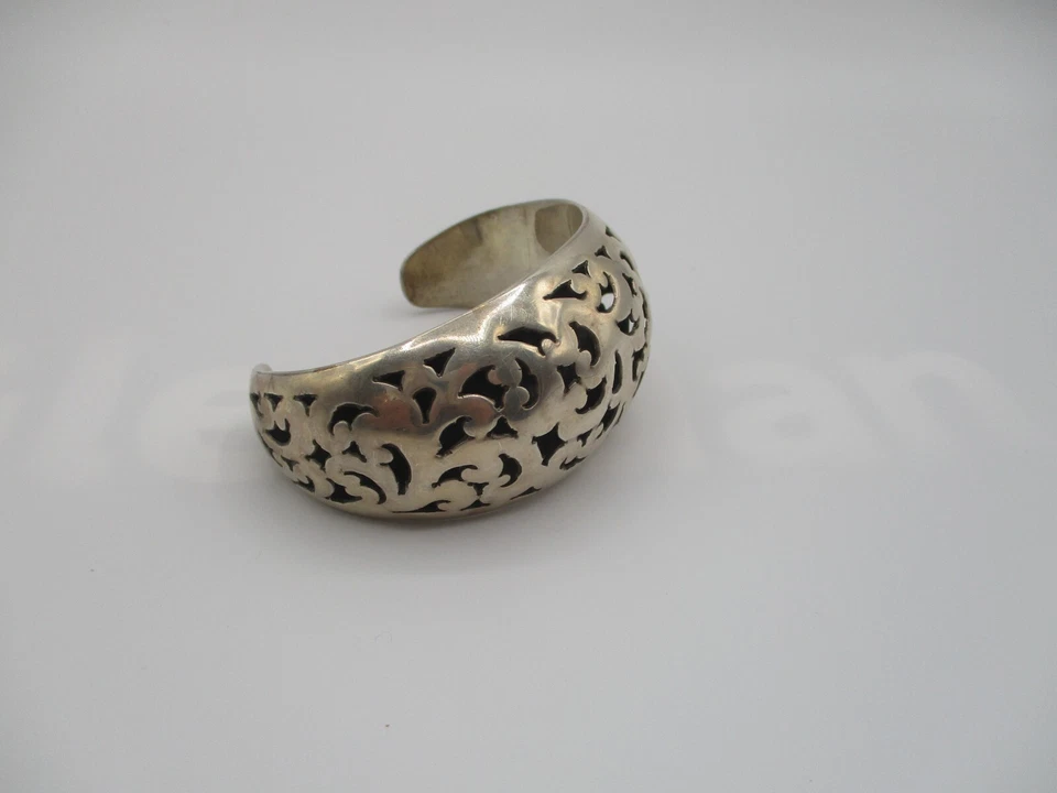PULSERA BRAZALETE REMOLINO HOJA DE ACANTO PERFORADA PLATA ESTERLINA LOIS HILL FIRMADA DE COLECCIÓN Foto 2 de 4