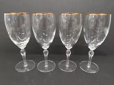 Lenox Clear Crystal Gold Trim 7.75" Tall Monroe Stem Iced Tea Glasses Set of 4
