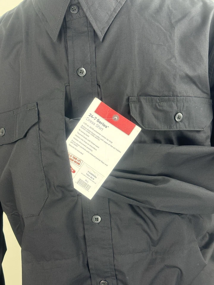 Camisa de Vestir TruSpec Manga Larga Ligera Poliéster/Algodón RipStop | XL-Larga Negra Foto 2 de 4