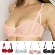 Plus 1/2 Cup Plunge Women Bras Unpadds Lace Brassiere Low Cut Sexy Lingerie BHS