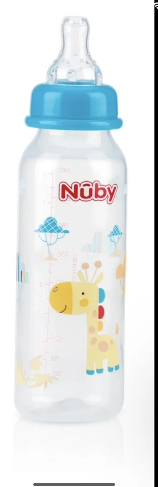 Mamadeiras Nuby pescoço padrão sem gotejamento 8 oz - Pacote com 3 - Anticólicas - Novas estampas - Imagem 4 de 4