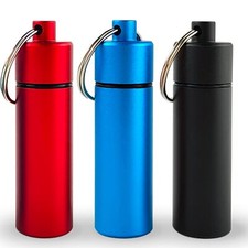 3 Pack Small Portable Pill Organizer Case Keychain Metal Pocket Pill Holder