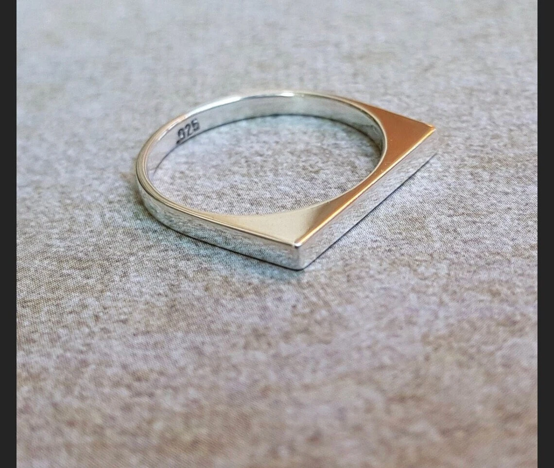 Flat top silver best sale ring