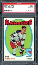 1971-72 TOPPS NHL Hockey #53 Rod Seiling PSA 9 MINT N Y New York Rangers