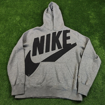 Vintage Nike Hoodie Herren Large Spellout Swoosh grau Sweatshirt Y2k 00s Pull...