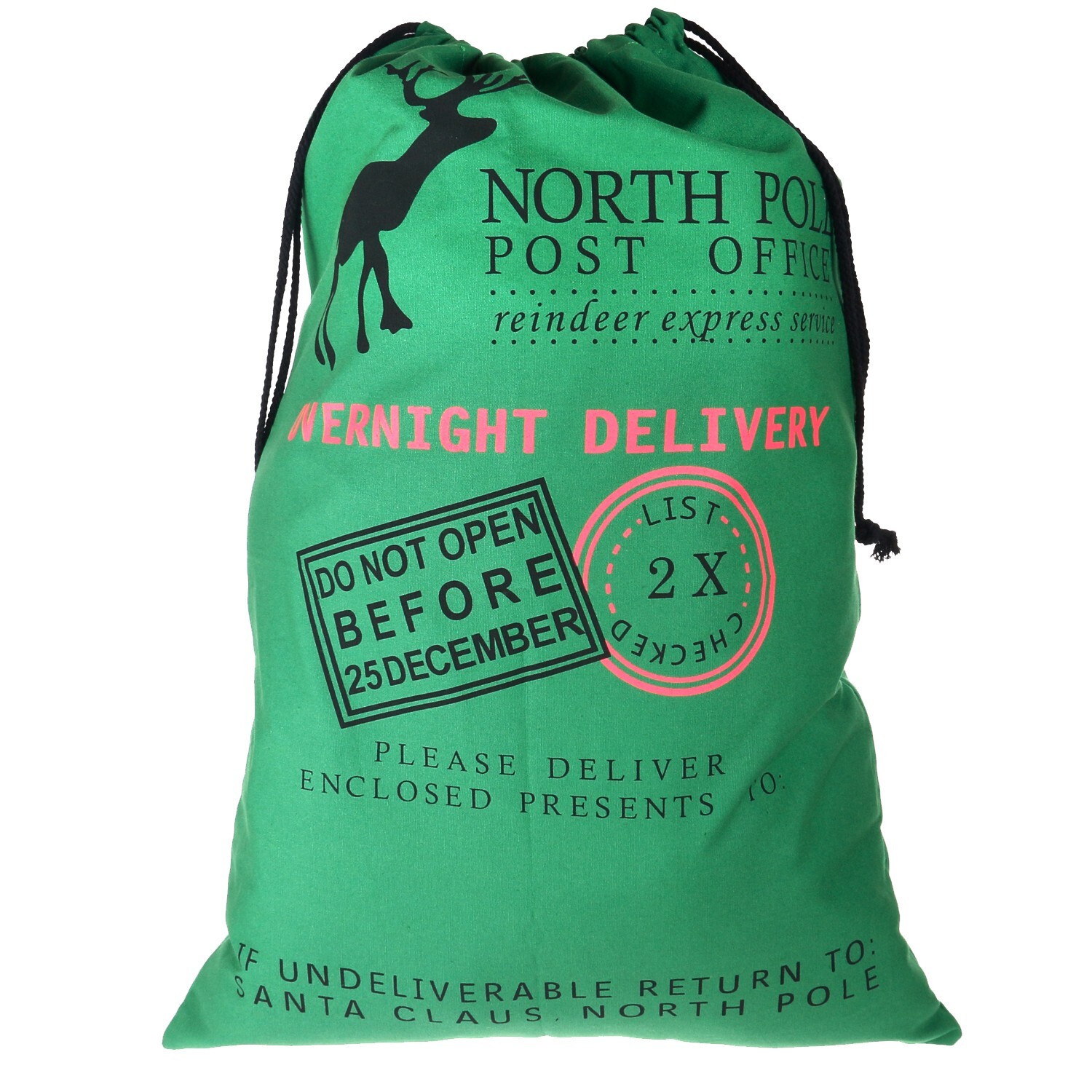 TRIXES Saco de Papá Noel Verde Navidad Reno Oficina de Correos Dibujo Cuerda Regalo Bolsa