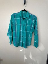 Grand Design Womens Green Blouse 10 long sleeve vintage collared button up cotto