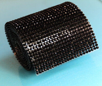 Hotfix JET Mesh Strassband SS8 Borte 7,8cm 24 Reihen zum Aufbügeln schwarz black
