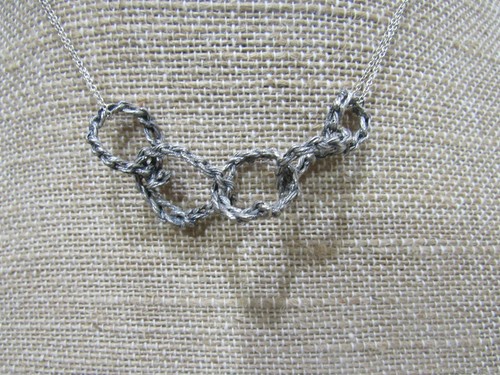 925Sterling Silver Brutalist Necklace Double Chain 5 Twisted Link Pendant (E) - Picture 2 of 6