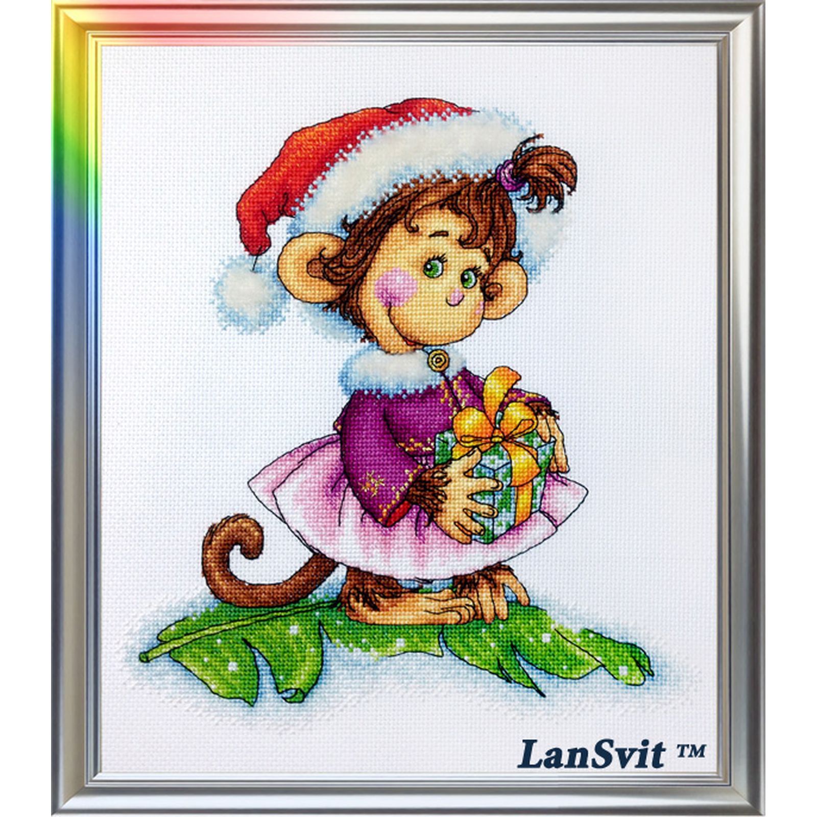 Broderie d'art LanSvit D-053 Le singe coquet avec fils en coton premium sur Aida