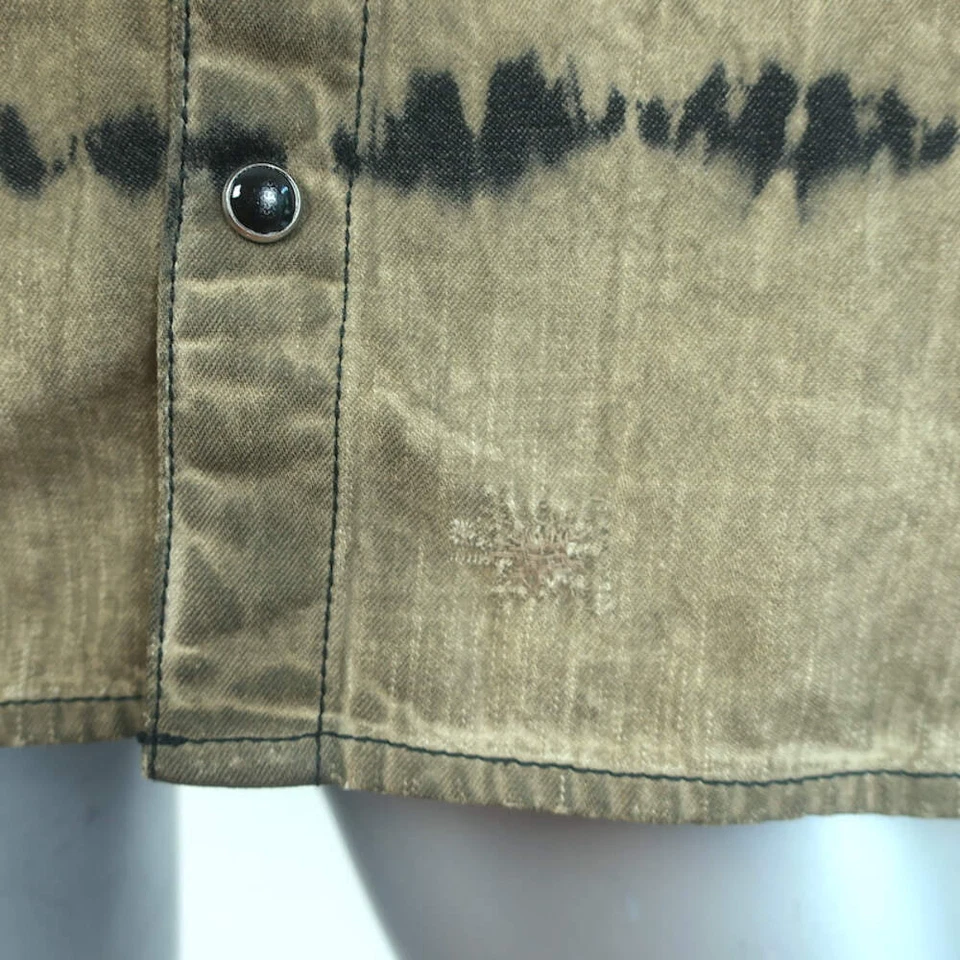 Camisa Christian Dior Tie Dye Snap Algodón Oliva Talla Pequeña Manga Corta Top Foto 3 de 4