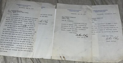 3 1917 Signed Letters Massachusetts Supreme Court Chief Justice Arthur Pren Rugg