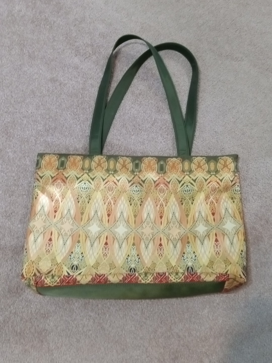 Chic Olive & Yellow Nylon Tote Bag Featuring Vintage Chicago Trading Room Print-image