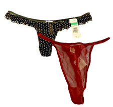2 G-String Thong Panties sz L Oscar de la Renta black Jones New York maroon