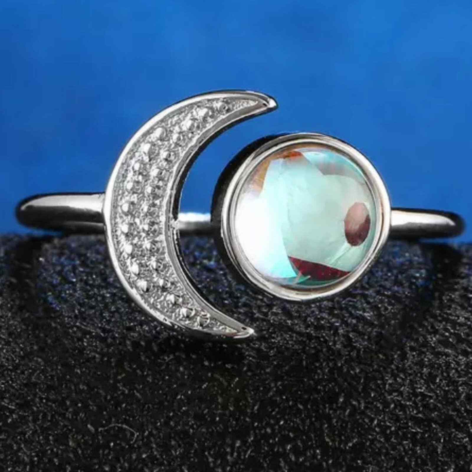 New Adjustable Moon Moonstone Ring - image 3