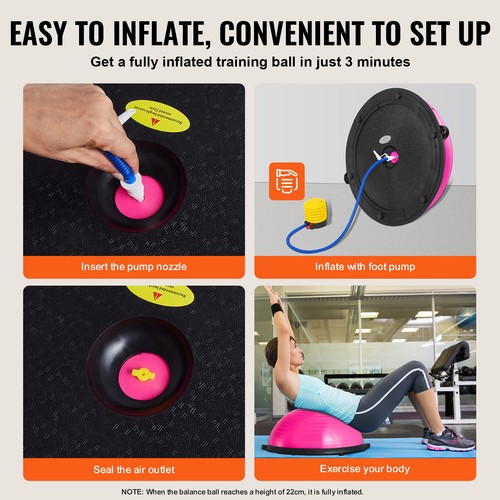 VEVOR 23" Half Exercise Ball Trainer Yoga Balance Stability Ball Resistance Band - Picture 5 of 12