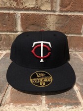 New Era 7 Minnesota Twins 59Fifty On Field Fitted Hat Blue Made In USA Vintage