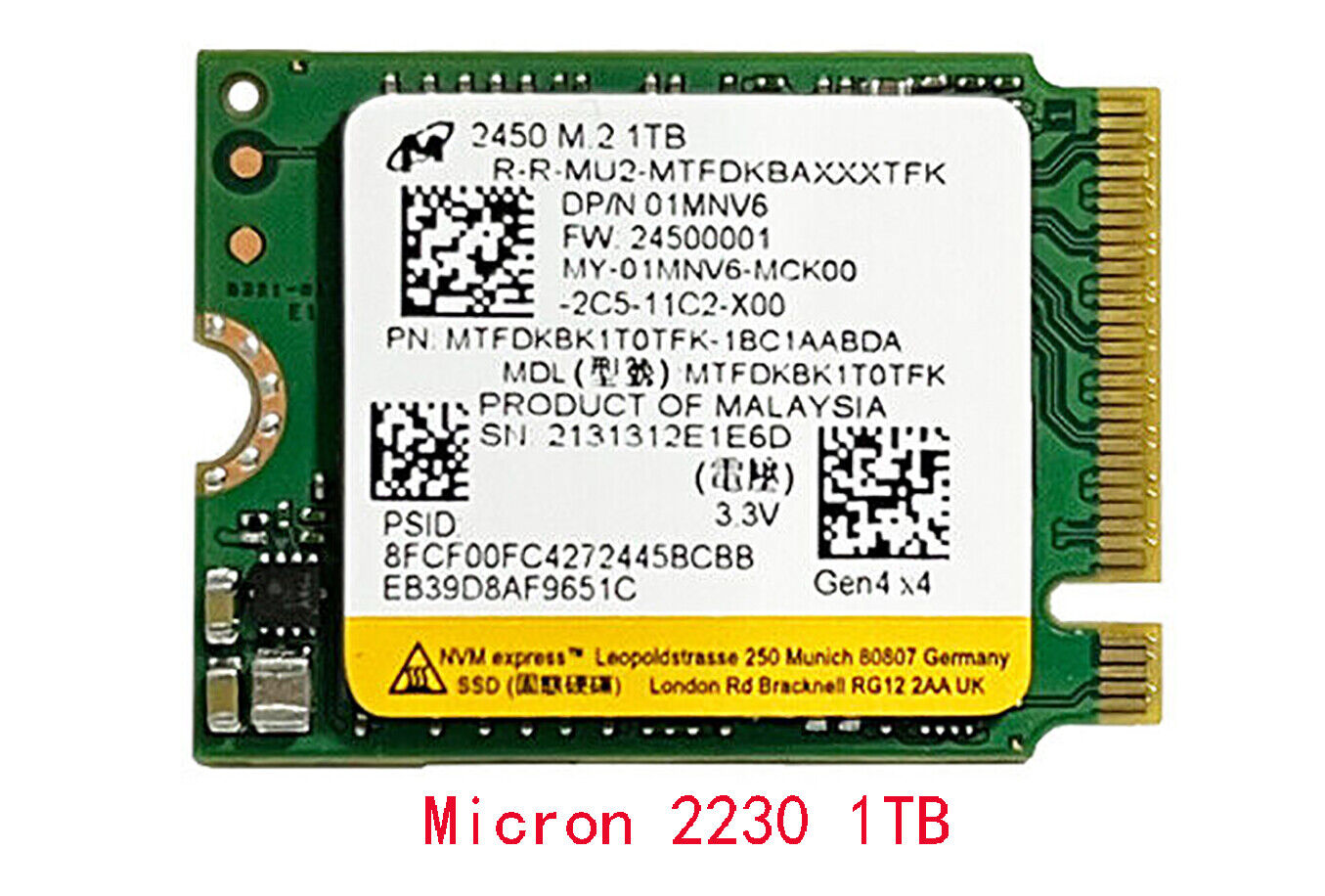 Bedst slå op sommer Micron 2450 M.2 2230 SSD 1TB NVMe PCIe 4.0 For Microsoft Surface Pro X Pro  8 NEW | eBay