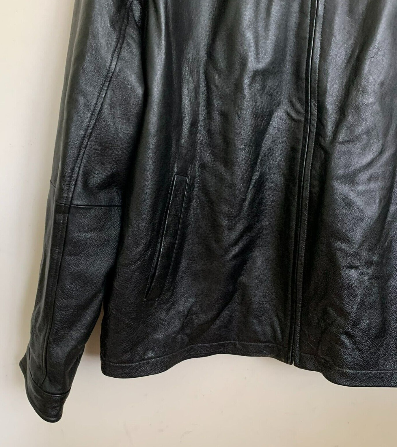 Architect Jacket Black Leather Collared Zip Pocke… - image 5