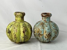 Indian Antique Hand made Iron Flower vase Table decor Set of 2 Vases.
