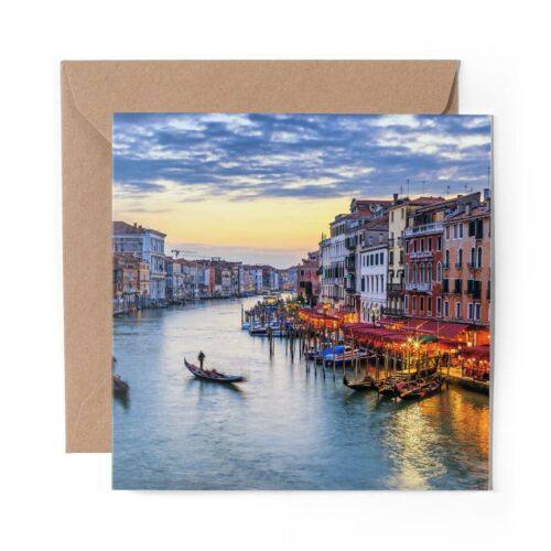 1 x Blank Greeting Card Grand Canal Gondolas Sunset Venice Italy #51060 - Picture 1 of 1