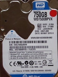 Western Digital WD7500BPVX-11JC3T0 | DCM: HB0TJBB | 08 MAY 2015 | 750GB  #03
