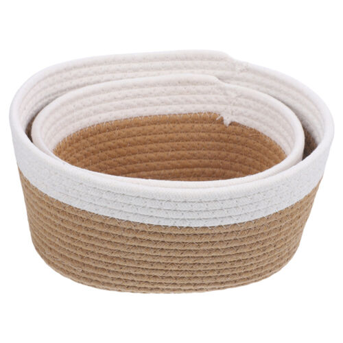  2 PCS Braided Storage Basket Cotton Rope Small Rope Basket - Picture 1 of 17