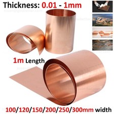 Copper Sheet Roll Metal Foil Plate 0.01-1mm Thick 100-300mm Width, 1000mm Length