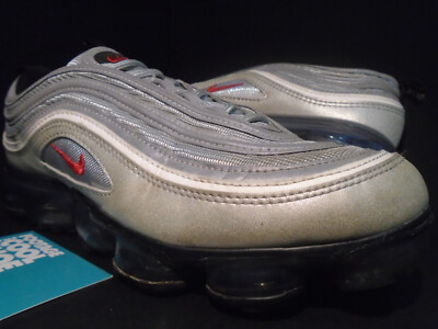 NIKE AIR MAX VAPORMAX 97 PLUS METALLIC SILVER BULLET RED BLACK GREY WHITE 95 9