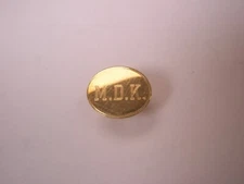 MDK Monogram 14K SOLID GOLD Initial Letter Vintage FOSTER Tie Tack Lapel Pin v01