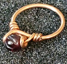 Paleo gemstone Copper Ring Carved Garnet size 2 CONFIDENCE SECURITY PROTECTION