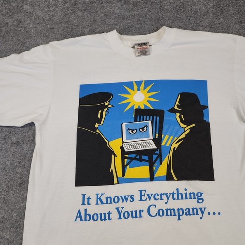 VTG 90s Computer Software Technology Mens L Large Single Stitch Graphic T Shirt - Picture 2 of 12