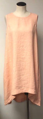 MAGIC LINEN ROYAL TOSCANA DRESS PEACH PINK 100% LINEN HI LO SWING TRAPEZE  XS | eBay