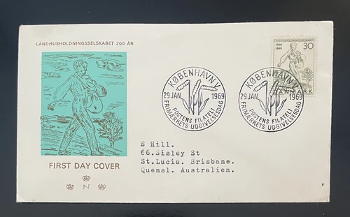 DENMARK-1969-LANDHUSHOLDNINGSSELSKABET 200 ÅR-FDC-J387