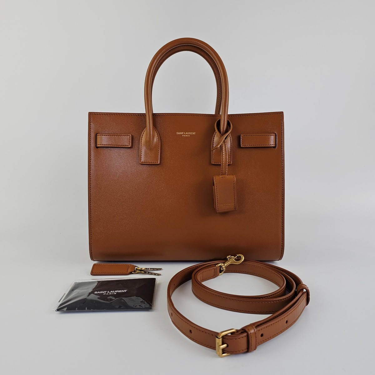 SAINT LAURENT Baby Sac De Jour Dark Miel Brown Leather Top SAINT LAURENT Baby Sac De Jour Dark Miel Brown Leather Top