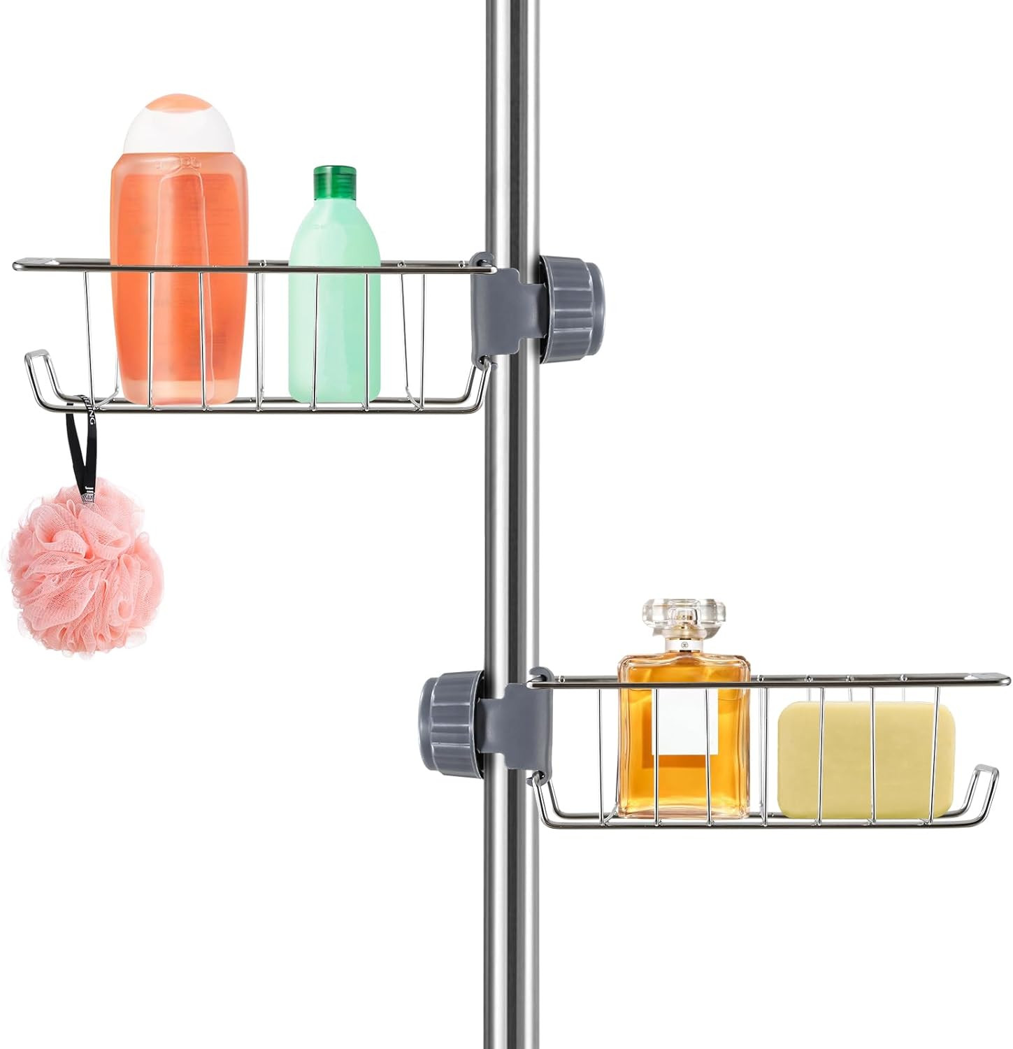 2 Porta Sapone per Doccia Portaoggetti Per Asta Da 18-25Mm per Shampoo E Sapone