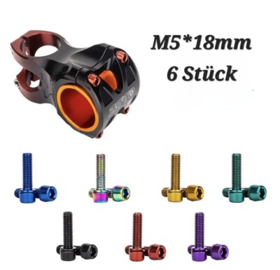 6× Schrauben  Plattiert MTB Fahrrad Lenkung Lenker Vorbau M5*18mm