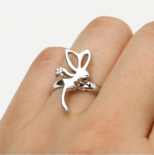 ANILLO DE HADA CAMPANILLA  CON PIEDRA CIRCONIO