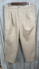 Chaps Casual Pants Men's 34x29 Beige 100% Cotton Straight Leg Slash Pockets