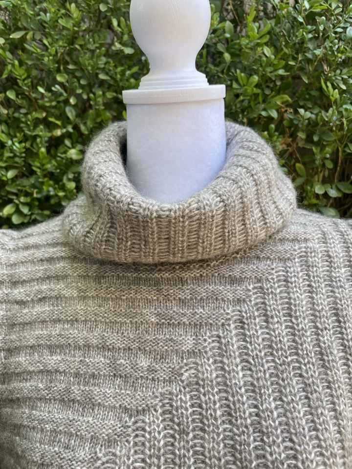 Suéter Top Tejido Chaleco Gris Marrón Talla P Theory Beylor T Caresse Mohair Yak Cuello Alto Foto 2 de 4