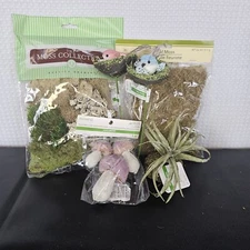 Lot of 6 Ashland Crafts, Birds, Moss, Mushroom, and Succulent