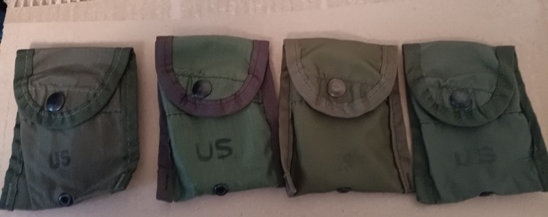 LOT OF 4 MILITARY ISSUED COMPASS / FIRST AID POUCHES OD GREEN ALICE 
