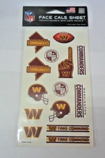 WASHINGTON COMMANDERS 15 TEMPORARY TATTOOS FACE CALS PEEL AND STICK