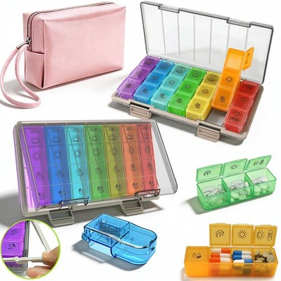 Weekly Pill Organizer 3 Time a Day 4 Times a Day Moisture-Proof Medicine Planner
