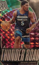 2023-24 Panini Mosaic - Thunder Road Anthony Edwards #5 Green Mosaic Prizm